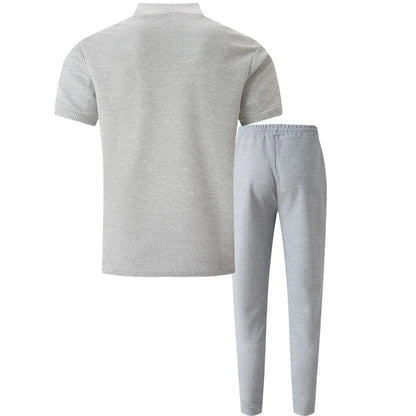 Men's Waffle Knit Polo and Trousers Set