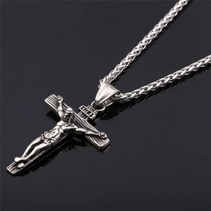 Stainless Steel Crucifix Pendant Necklace