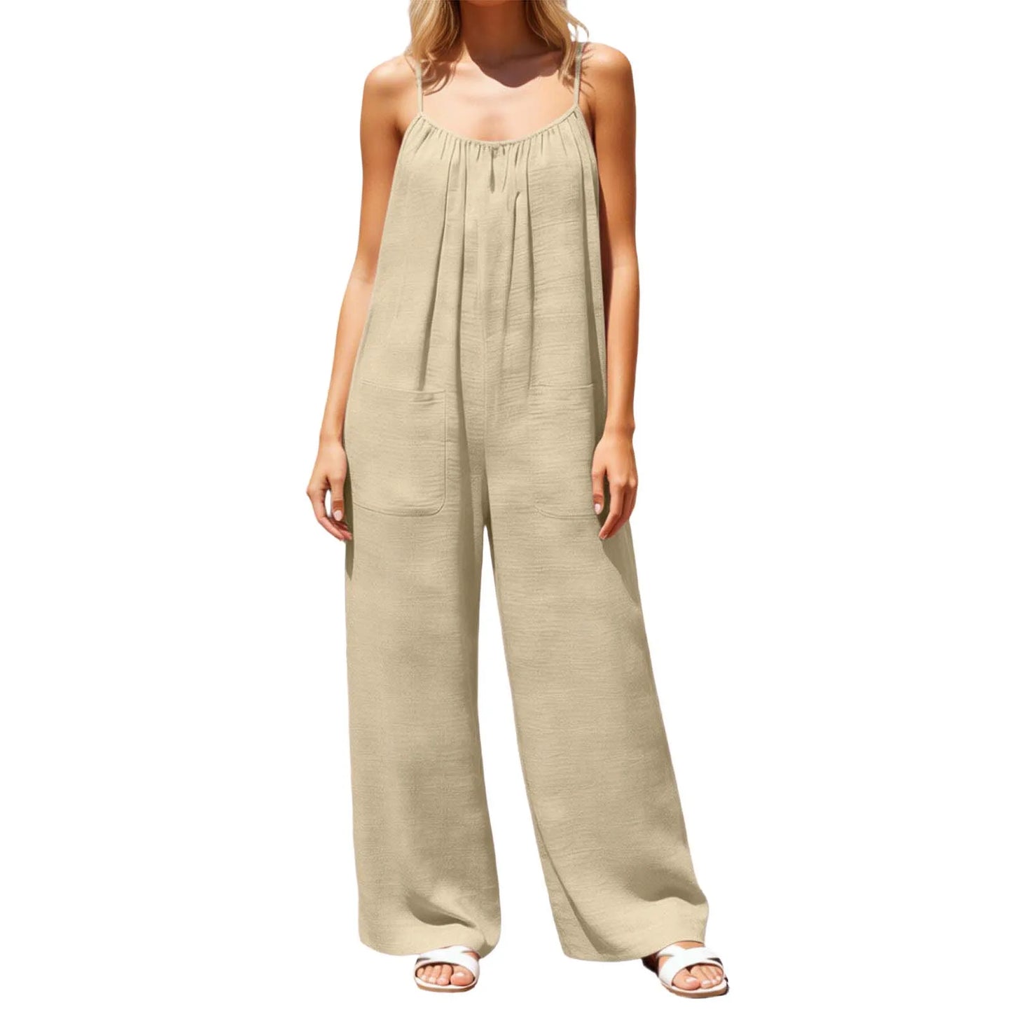 Flowy Backless Wide Leg Spaghetti Strap Jumpsuit