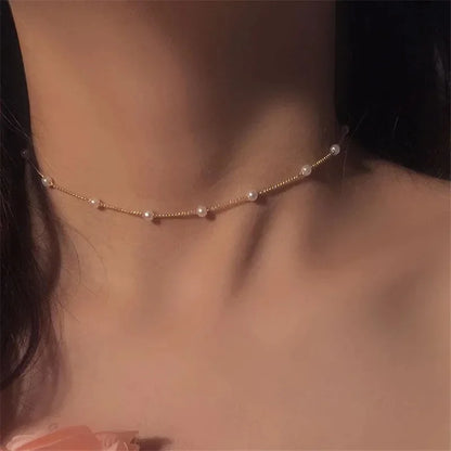 Elegant Beaded Pearl Necklace Women