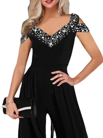 Elegant V-Neck Sleeveless Black Jumpsuit