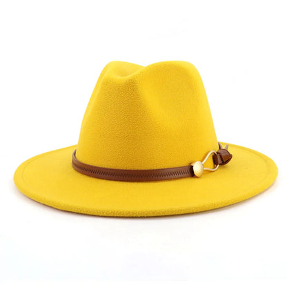 Belt Buckle Wide Brim Fedora Hat