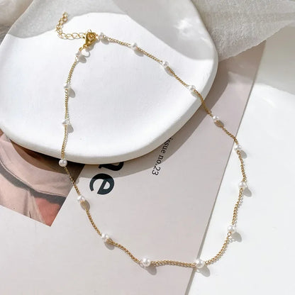 Elegant Beaded Pearl Necklace Women