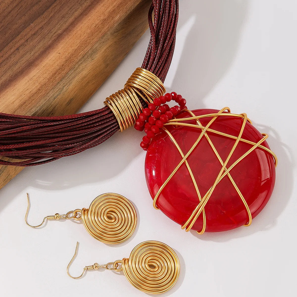 Hand-Woven Resin & Aluminum Statement Set