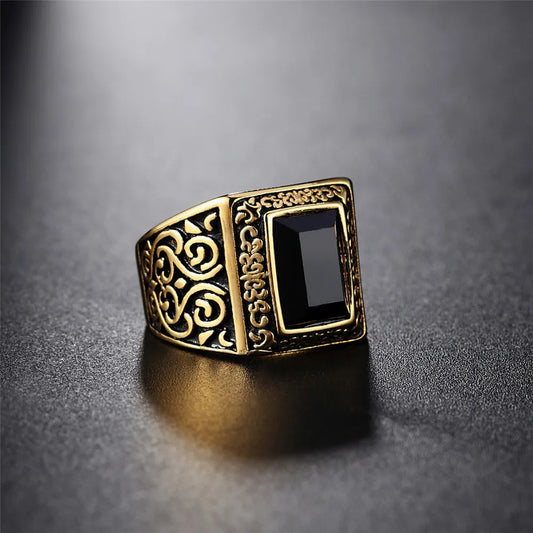 Vintage Black Obsidian Signet Ring