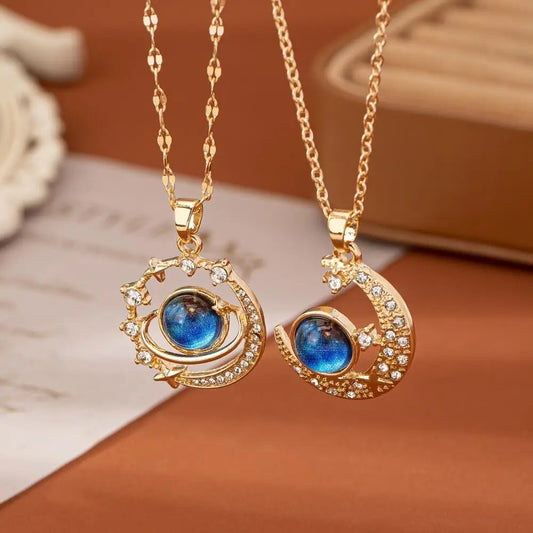 Celestial Zircon Moon Necklace