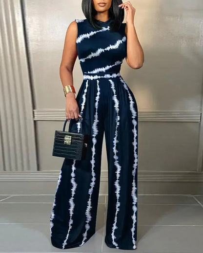 Elegant Wide Leg Sleeveless Jumpsuit