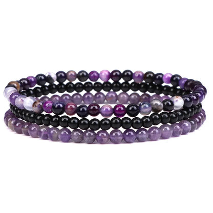3Pcs Stacked Natural Stone Bracelet Set