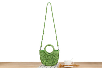 Handwoven Straw Half-Moon Bag