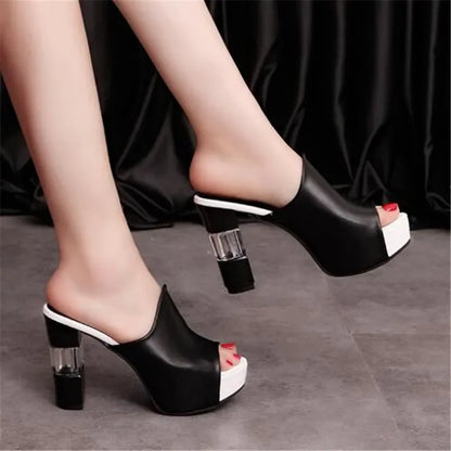 Peep Toe Block Heeled Sandals