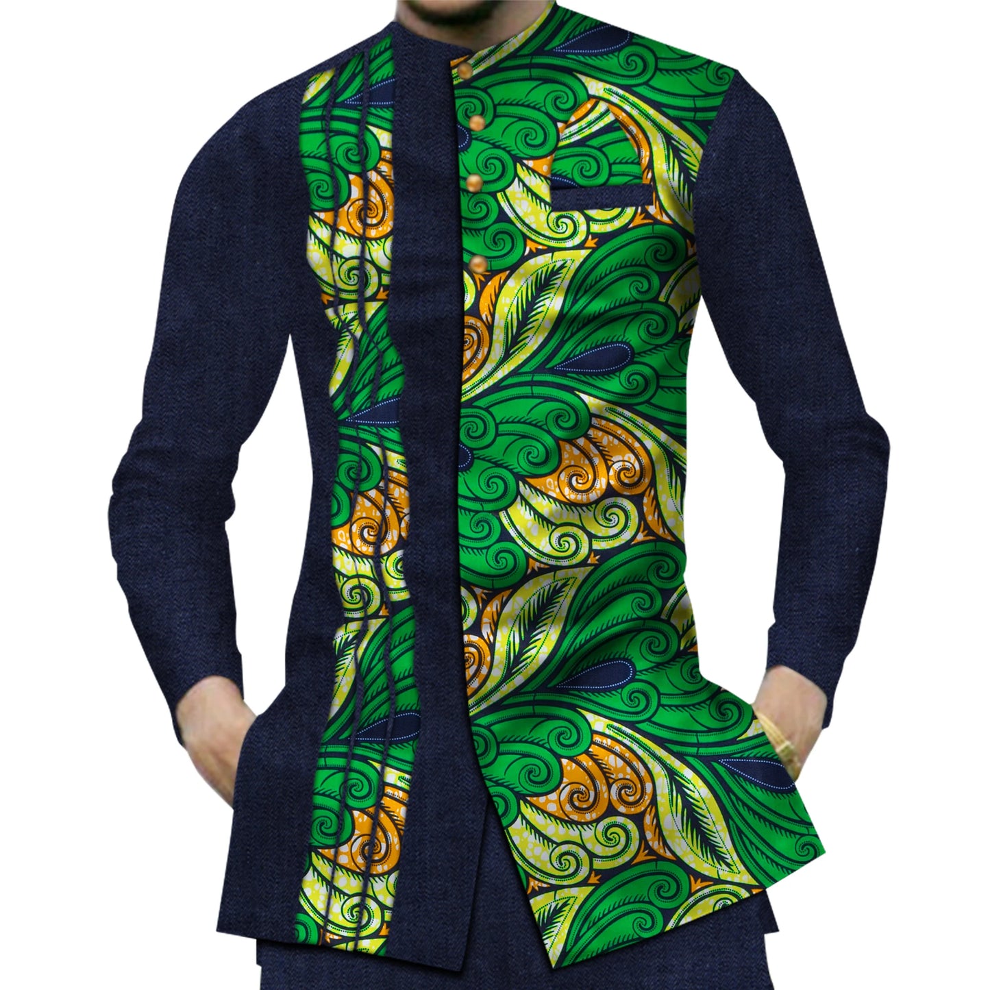Casual 100% Cotton Mens African  Print Shirt