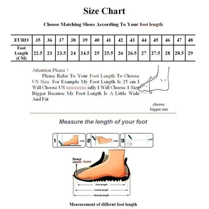 Shoe size chart with measurements for foot length and shoe sizes.
