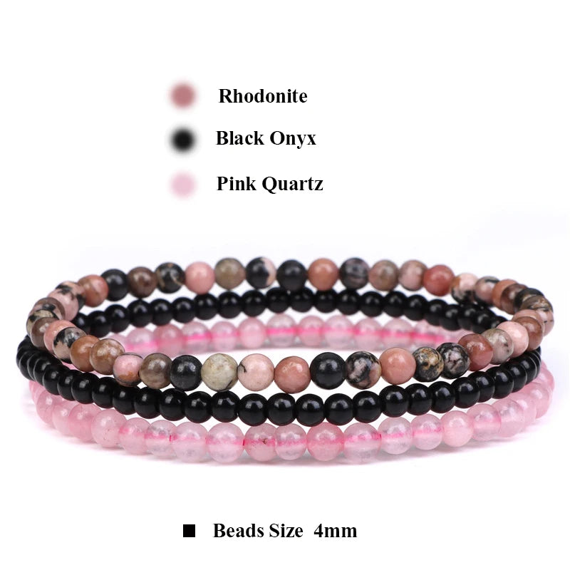 3Pcs Stacked Natural Stone Bracelet Set