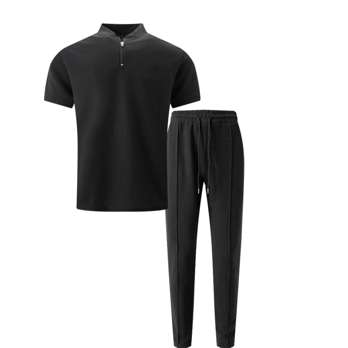 Men's Waffle Knit Polo and Trousers Set