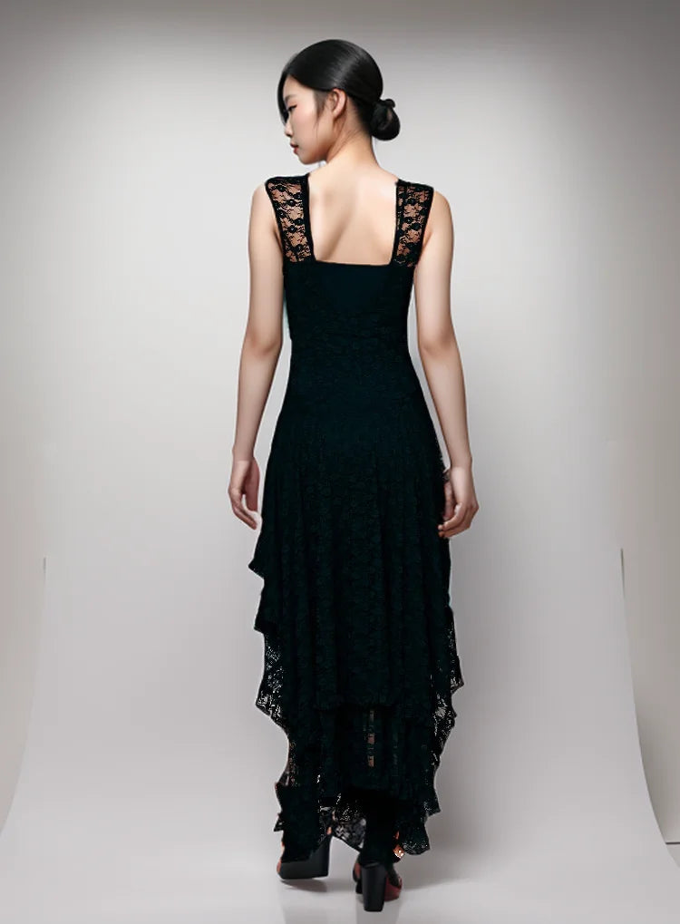 Enchanted Lace Handkerchief-Hem Dress