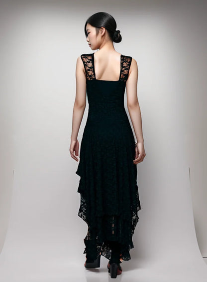Enchanted Lace Handkerchief-Hem Dress