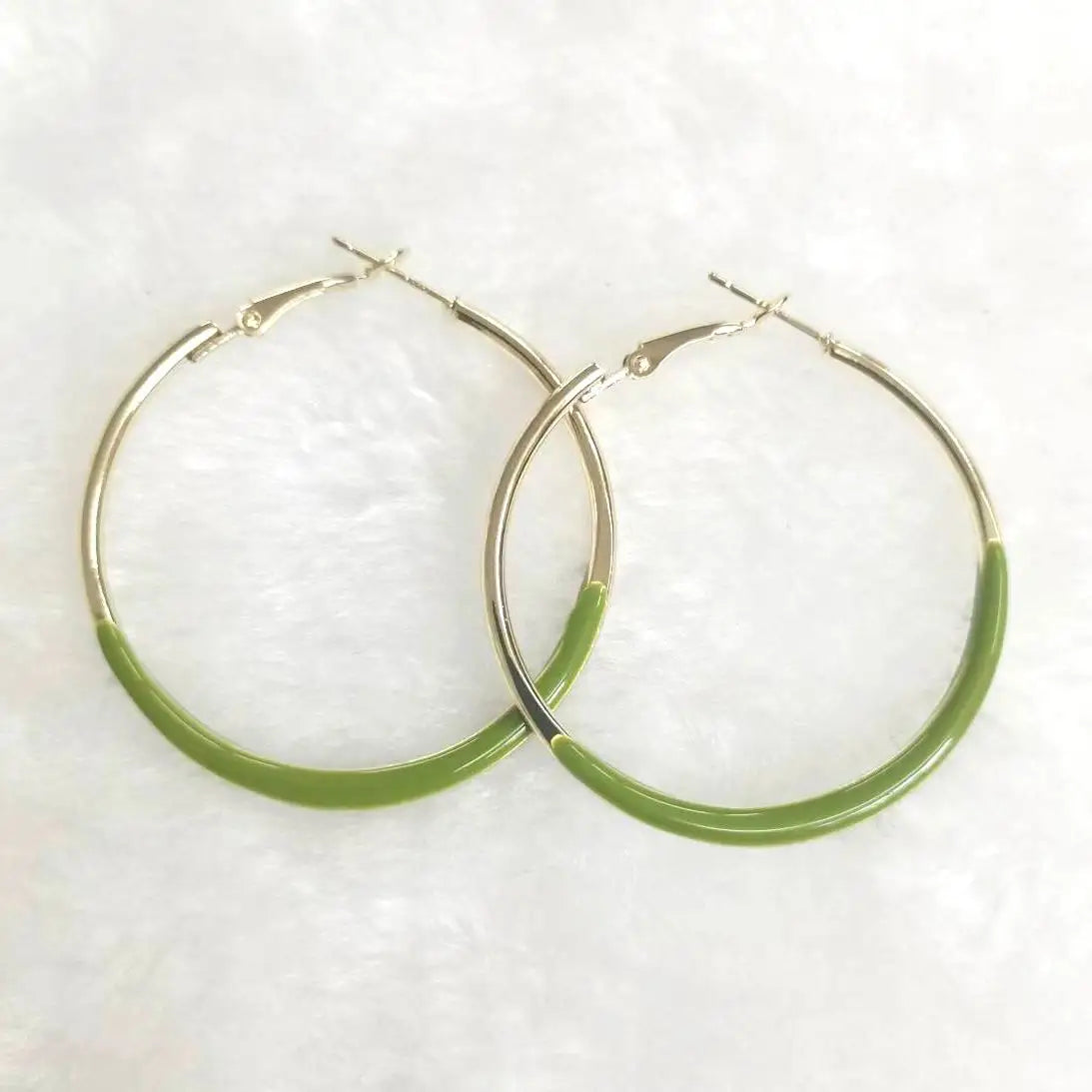 Trendy Enamel Statement Hoop Earrings