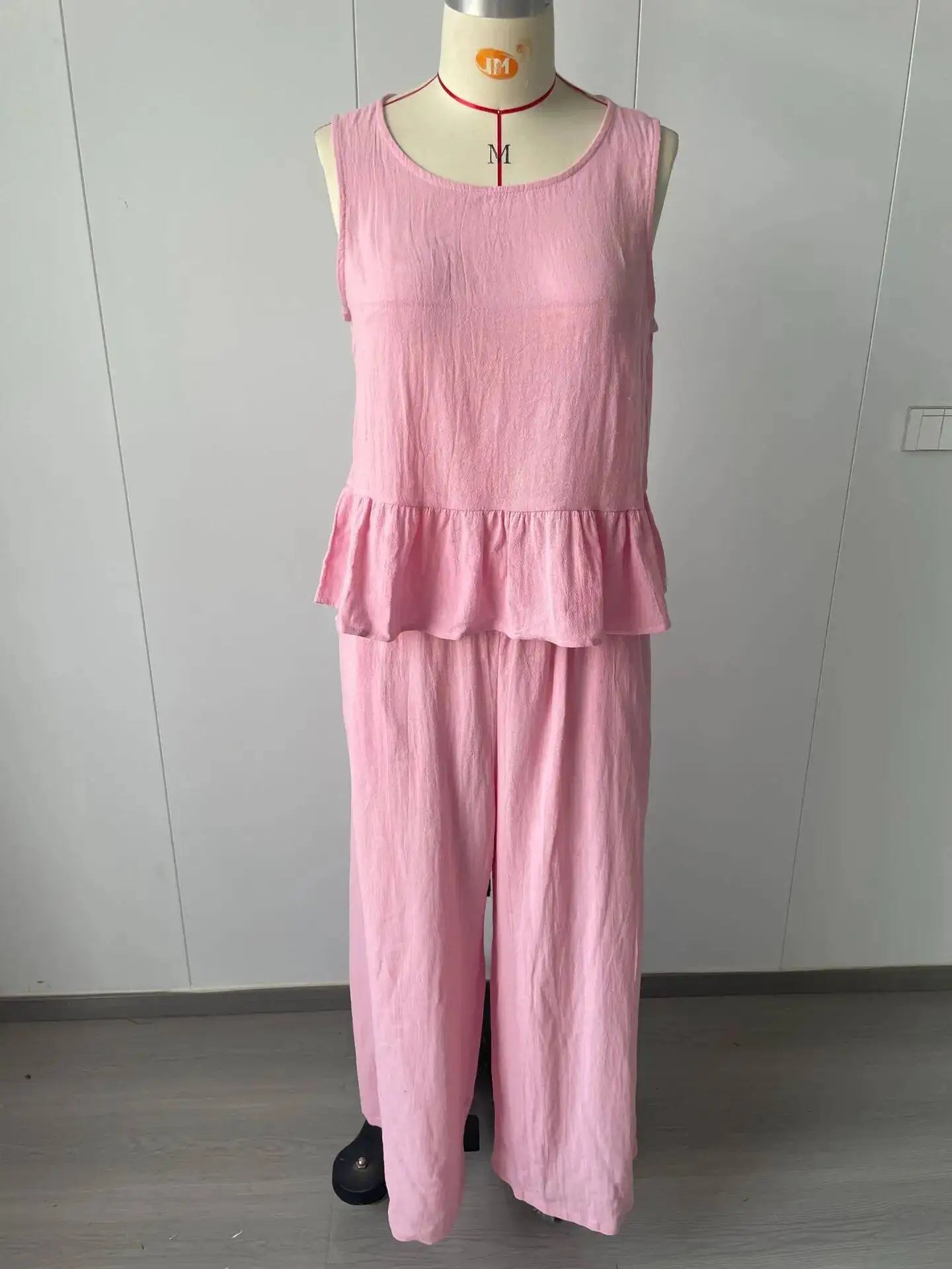 Women's Boho Linen Wide Leg Pant Set