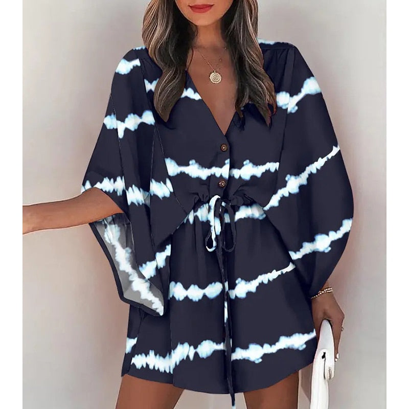 Batwing Sleeve Summer Shirt Dress - ProLyf Styles