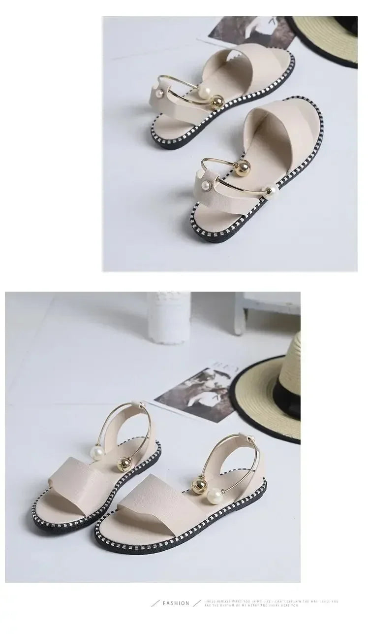 Pearly Bead Slingback Sandals
