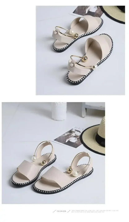 Pearly Bead Slingback Sandals