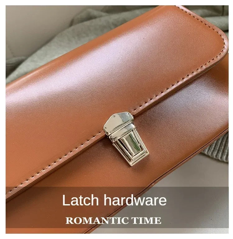 Minimalist Leather Baguette Shoulder Bag