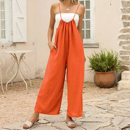 Elegant High Waist Suspender Jumpsuit