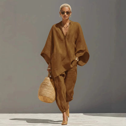 Dynamic Silhouette Linen-Blend Matching Set