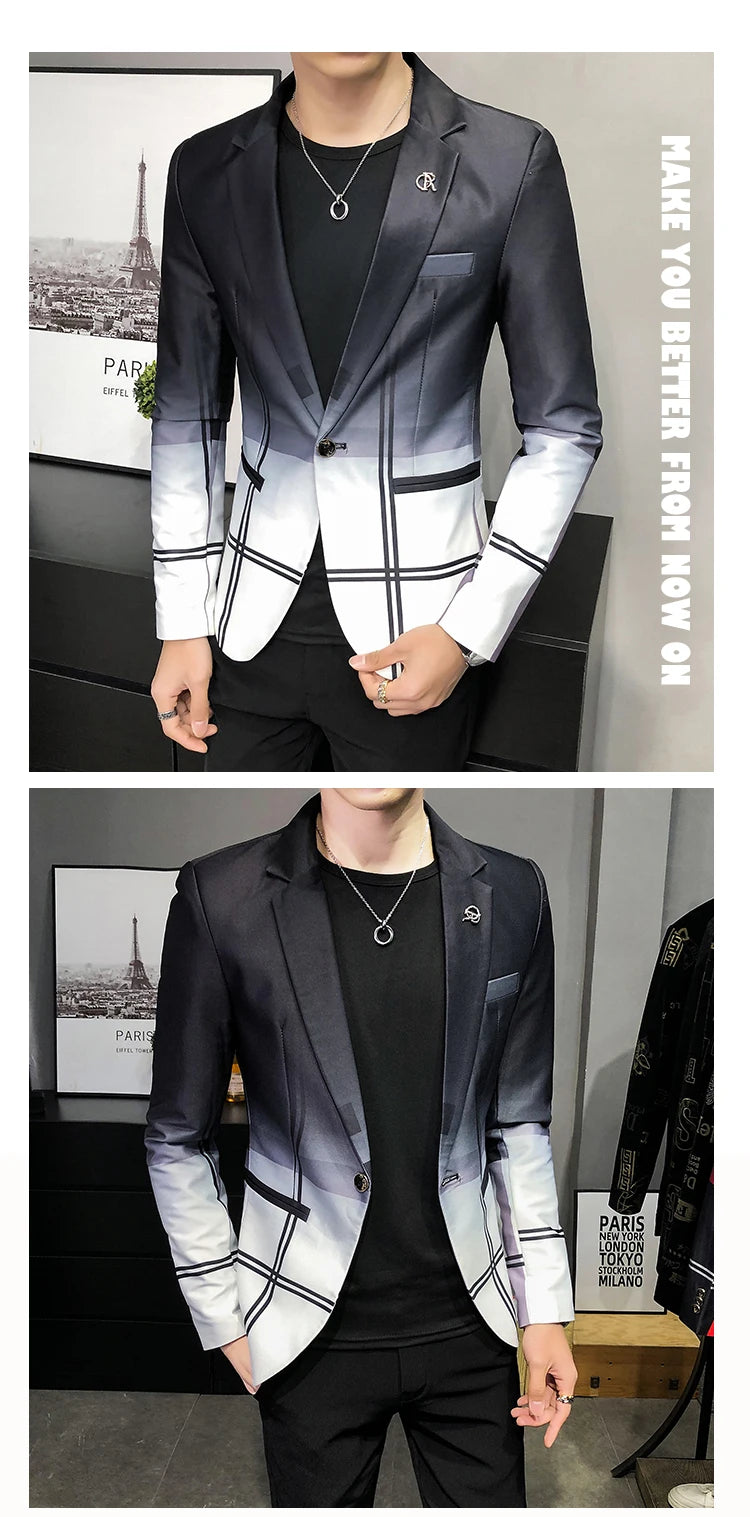 Slim Fit Casual Colorblock Men Blazers