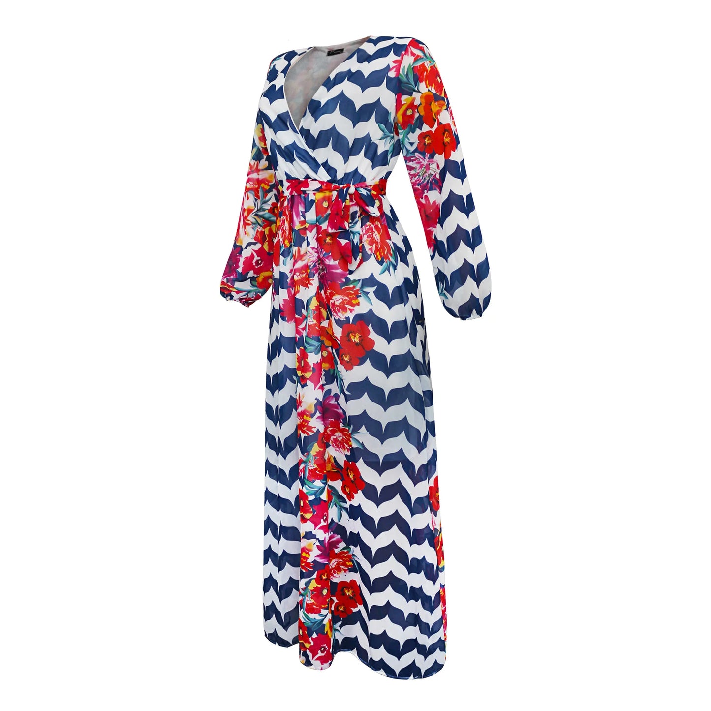 Women's Printed Wrap Maxi Dress