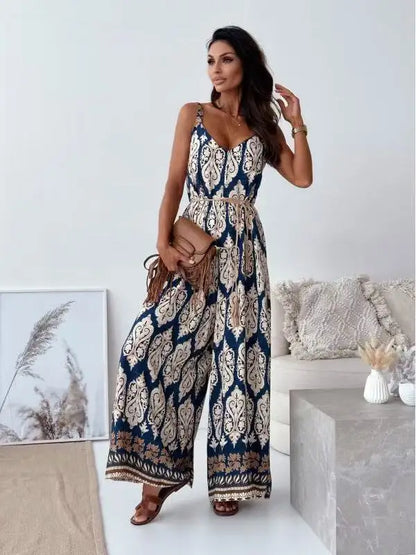 Boho Printed Wide-Leg Jumpsuit