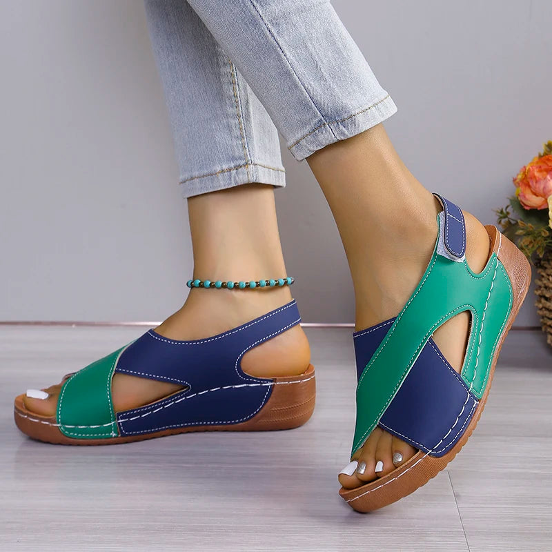 Casual Style Colorblock Wedge Sandals