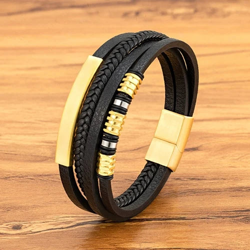 Braided Leather Statement Bracelet