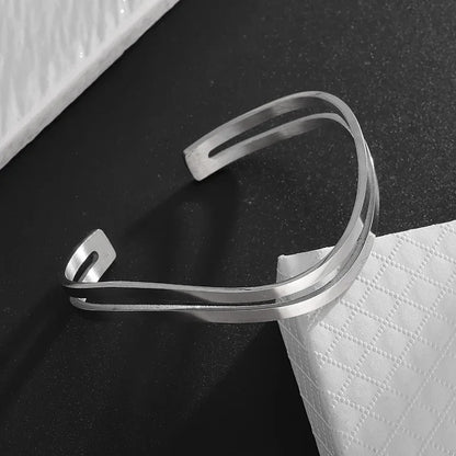Polished Steel Open Cuff Bangle