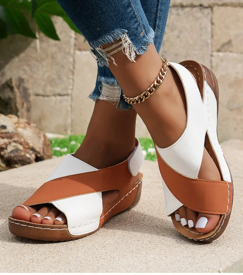 Casual Style Colorblock Wedge Sandals