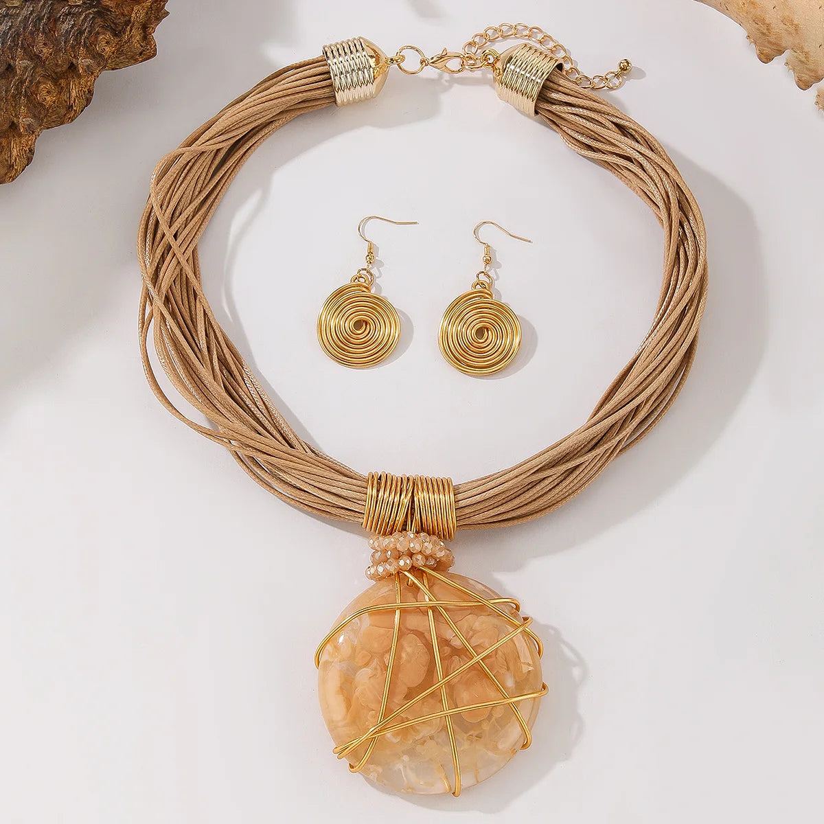 Hand-Woven Resin & Aluminum Statement Set