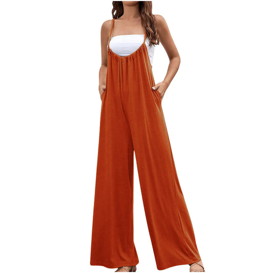 Elegant High Waist Suspender Jumpsuit