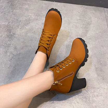 Round Toe Buckle Strap Boots