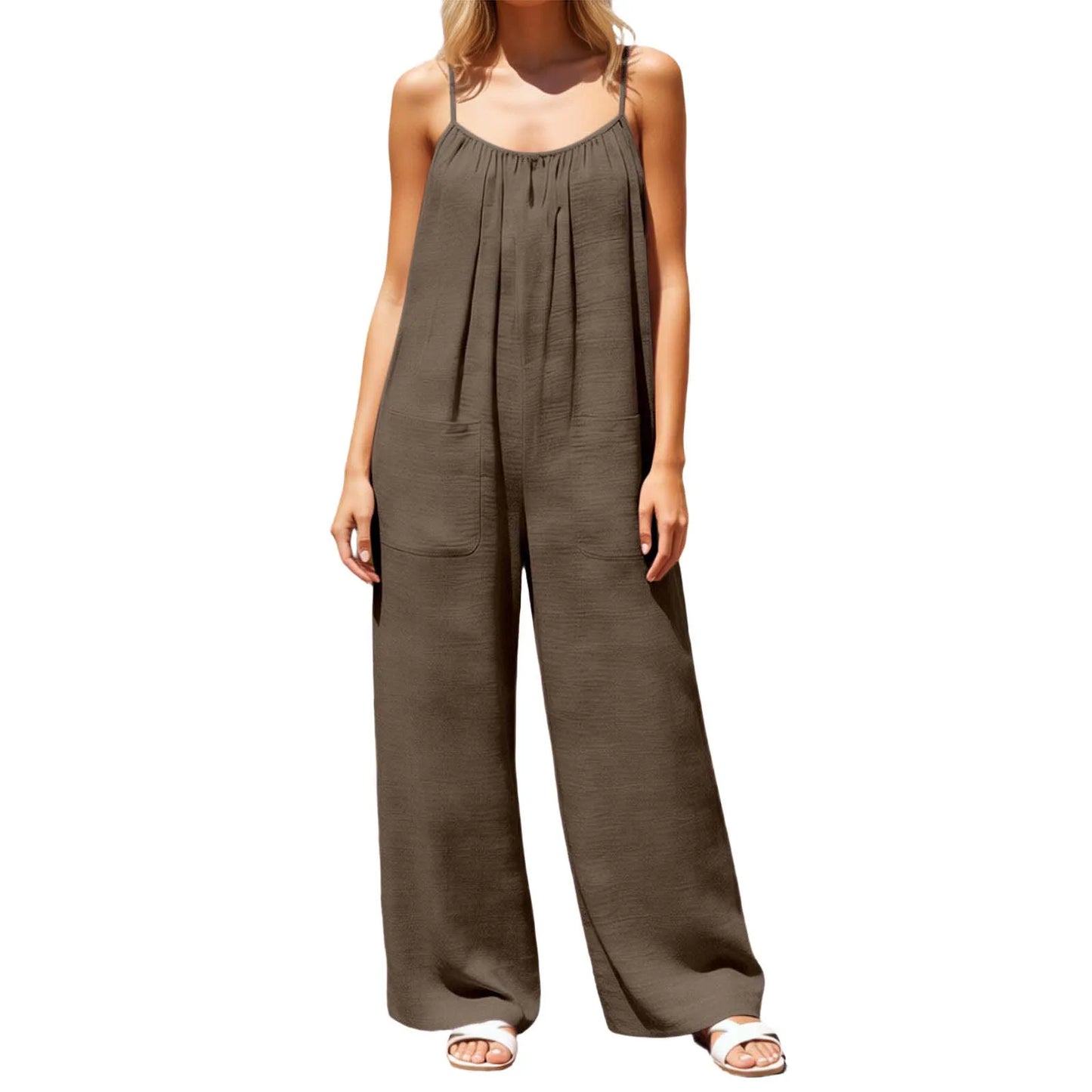 Flowy Backless Wide Leg Spaghetti Strap Jumpsuit