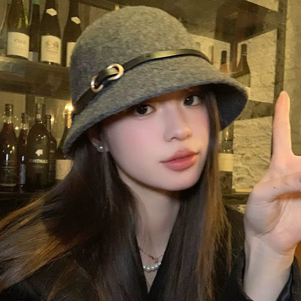 Chic Wool Buckle Cap