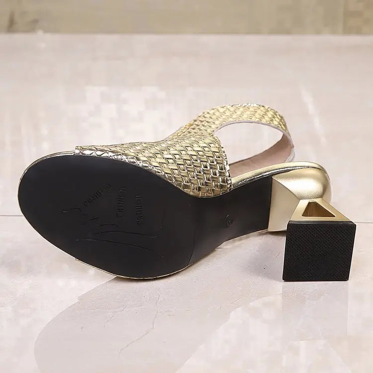 Elegant Fretwork High Heel Sandals