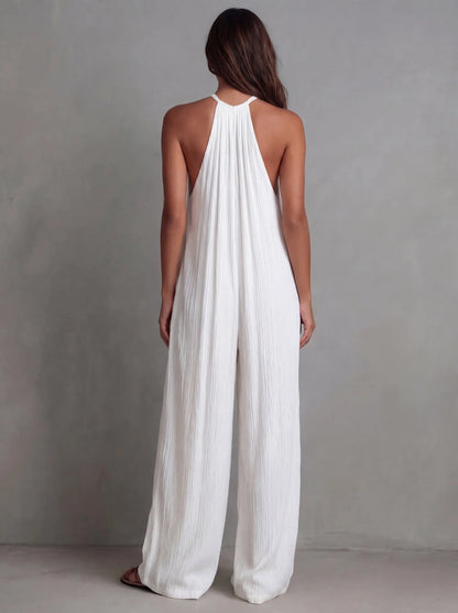 Sundrenched Pleated Halter Jumpsuit