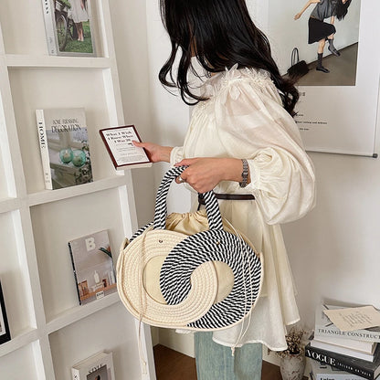 Aura Woven Straw Shoulder Handbag