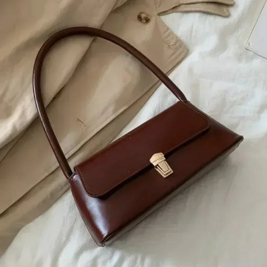 Minimalist Leather Baguette Shoulder Bag