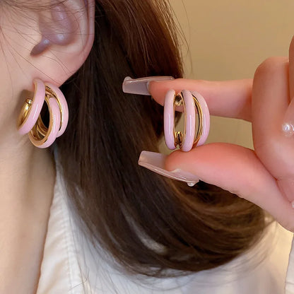 Trendy Enamel Statement Hoop Earrings