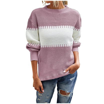 Effortless Chic Color Block Knit Sweater