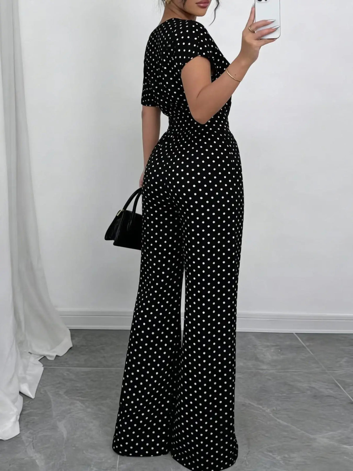 Slanted Shoulder Wide Leg Jumpsuit