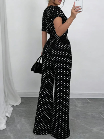 Slanted Shoulder Wide Leg Jumpsuit