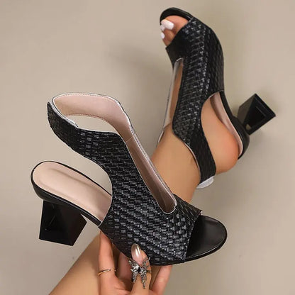 Elegant Fretwork High Heel Sandals