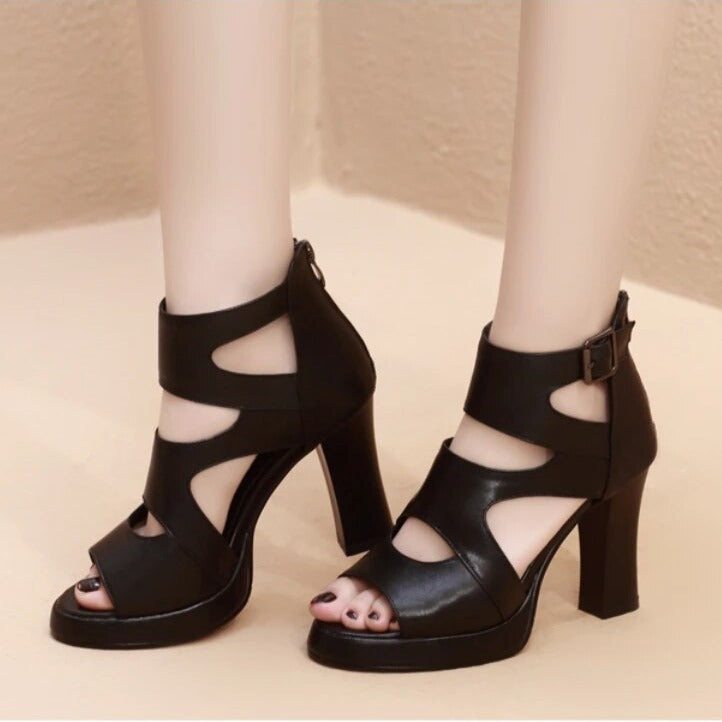 Black Classy Ankle Strap Sandals